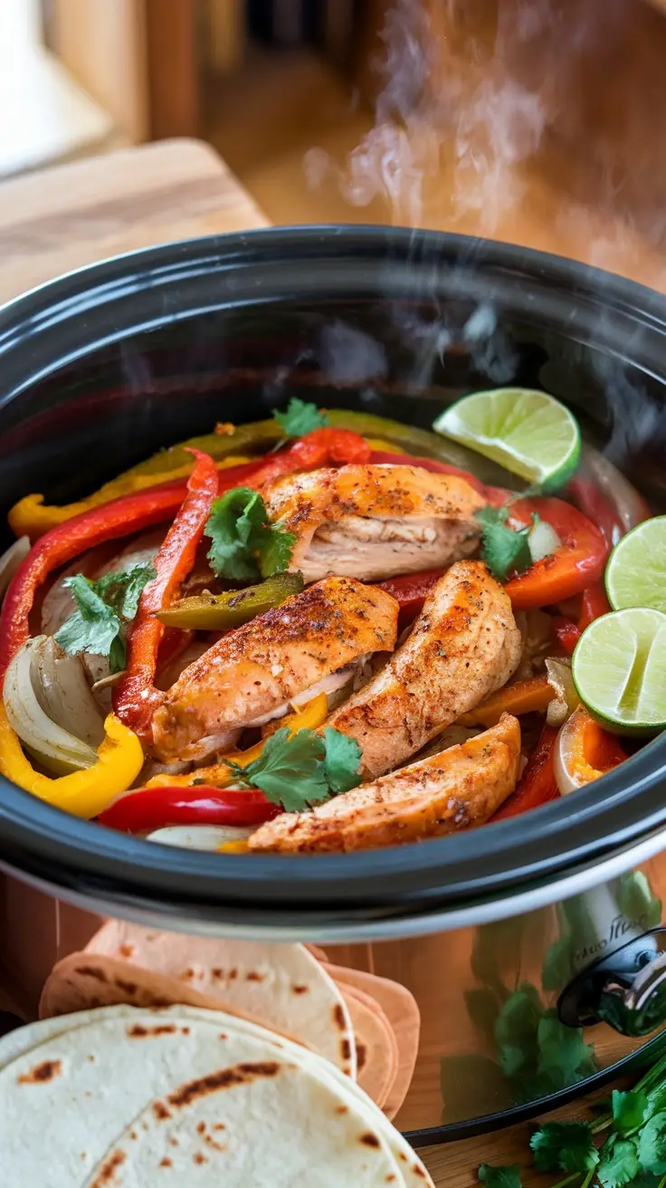 slow cooker chicken fajitas